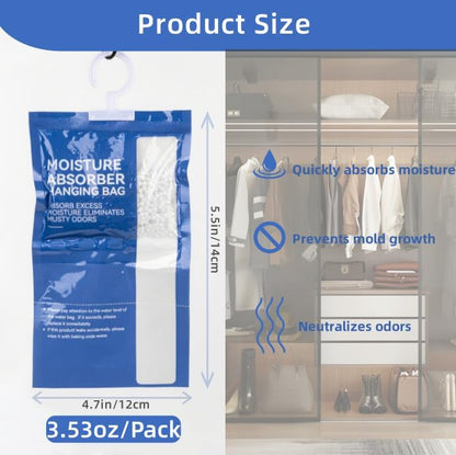 RAINFLOW Dehumidifier Bags - Hanging Moisture Absorber Bag for Closets 4pc
