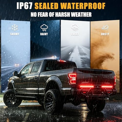 PSEQT 3 Color Trailer Tail Brake Stop Turn Signal Running LED Lights Bar Amber Red White Rear Identification Marker Waterproof Light Strip for Trailer Truck Pickup Offroad RV ATV UTV Bus Van, 2Pcs