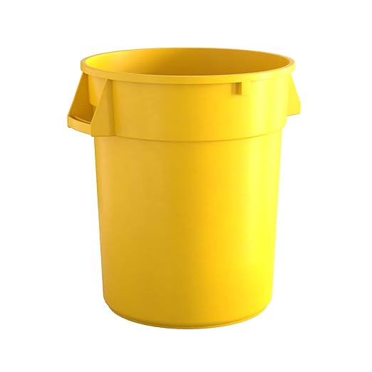 32 Gallon Yellow Round Commercial Trash Can, Heavy-Duty Food Grade NSF Certified, Perfect for Restaurant, Office, School, Garage, Backyard, Workshop, Warehouse