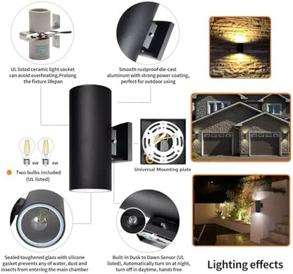 Dusk to Dawn Outdoor Wall Light, Waterproof Exterior Lighting