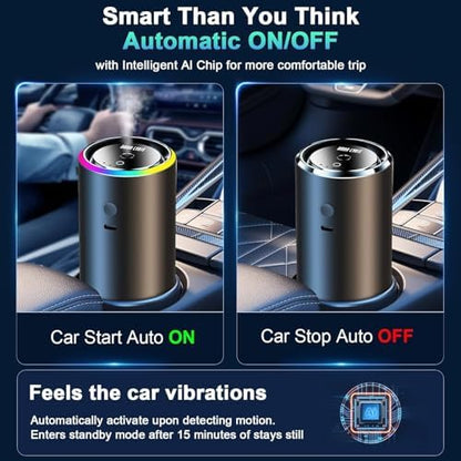 Smart Car Air Fresheners, Car Air Freshener Diffuser with 100 ML (3.5oz) Essential Oil, Aromatizante Para Carro Natural Fragrance Lasts for 6 Months, Five Modes, RGB Music Syncing Light, Auto On/Off