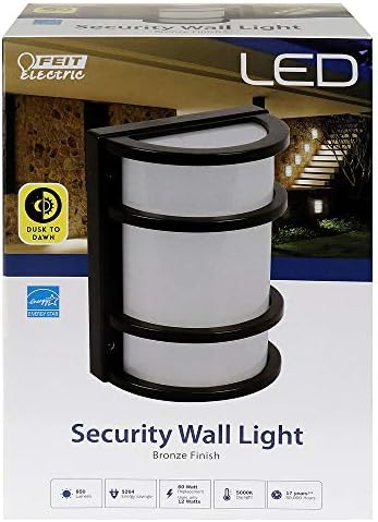 Feit Electric - Dusk to Dawn LED Bronze Half Moon Security Outdoor Wall Light, 5000K (73702)