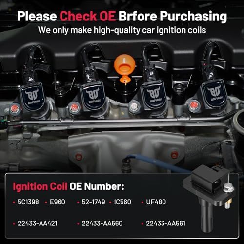 BDFHYK Ignition Coil Packs Compatible with Subaru Impreza 2002 2003 H4 2.0L Coil for UF480 5C1398 E960 52-1749 IC560 22433-AA421 22433-AA560 22433-AA561 Set of 4