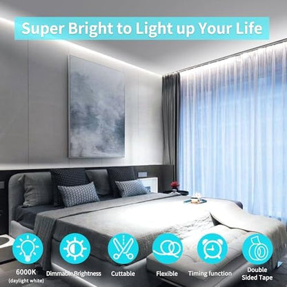 COB LED Strip Lights 32.8ft,6000K DC 24V Dimmable White