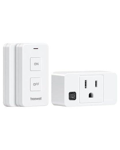 Remote Control Outlet with 2 Remotes, 200FT Long Range Wireless On Off Switch, Mini Electrical Outlet Plug, 15A/1875W High-Power for Lamps, Lights, Household Appliances, ETL & FCC Listed