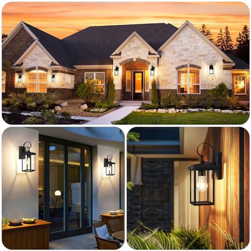 BesLowe 2-Pack Outdoor Wall Light Fixtures, Modern Porch Sconces, Black