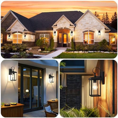 BesLowe 2-Pack Outdoor Wall Light Fixtures, Modern Porch Sconces, Black