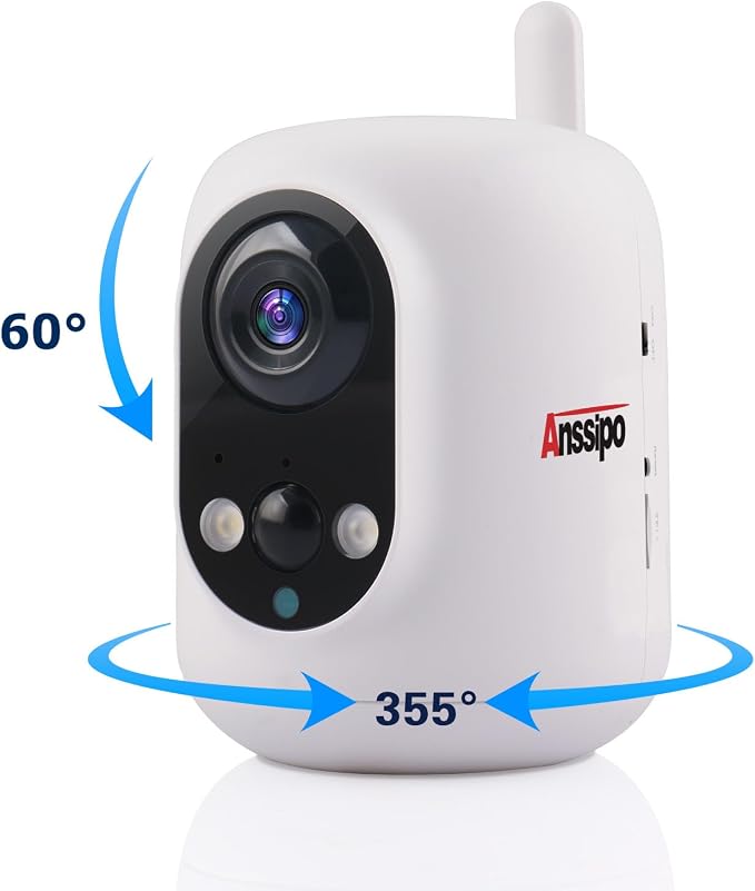 Long Battery Life Indoor Cameras Wireless for Home Security,360°Pan Tilt