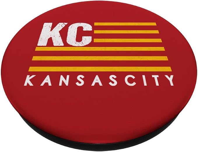 Kansas City Fanatics KC Red & Yellow USA Flag PopSocket Phone Grip with Swappable Top for Smartphones with Smooth, Hard, Plastic Cases