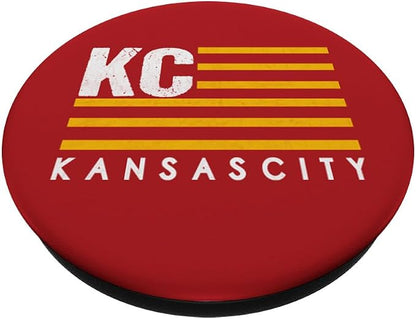 Kansas City Fanatics KC Red & Yellow USA Flag PopSocket Phone Grip with Swappable Top for Smartphones with Smooth, Hard, Plastic Cases