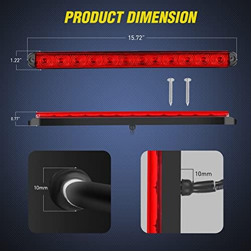 Nilight 16" Trailer Light 12 LED Red Running Brake Sequential Signal Lights