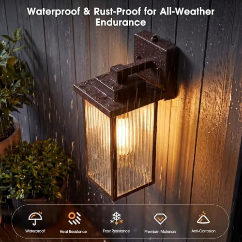 2-Pack 15-Inch Dusk to Dawn Outdoor Light, Oil-Rubbed Bronze Metal
