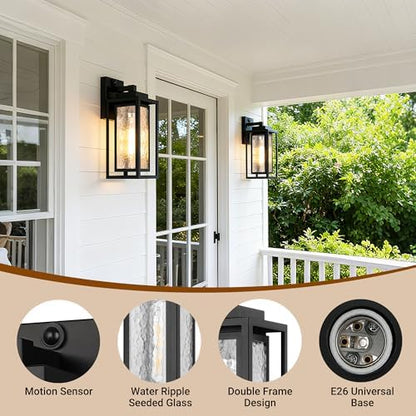 15.78'' Motion Sensor Water Ripple Porch Light,Outdoor Wall Sconce Light