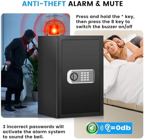 [19.7" Tall] Safe Box, 3.5 Cuft Home Safes with Fireproof Waterproof Bag
