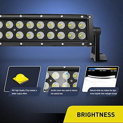 Nilight ZH120 50Inch 50 Inch 288W Curved Spot Flood Combo Bar LED Off Road Driving Light and 1PC 14AWG 12V 5Pin Rocker Switch Wiring Harness Kit-1 Lead, 2 Years Warranty, White