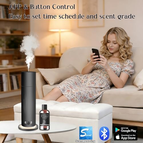 Waterless Essential Oil Diffuser, Scent Air Machine for Home with Hotel Scent Oil, Covers Up to 1000 Sq.Ft, Adjustable Mist & Timer, Hotel and Commercial Use