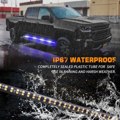 XRIDONSEN 2-Pack 70-inch Blue White Emergency Lights Running Board Lights