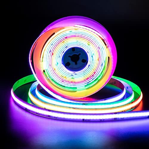 PAUTIX Dotless LED Lights,RGB Smart IC COB LED Strip Lights Addressable 16.4ft,UL-Listed 24V Chasing Effects Color Changing Flexible Tape Light for Party Kitchen Bedroom(Without Controller&Adapter)