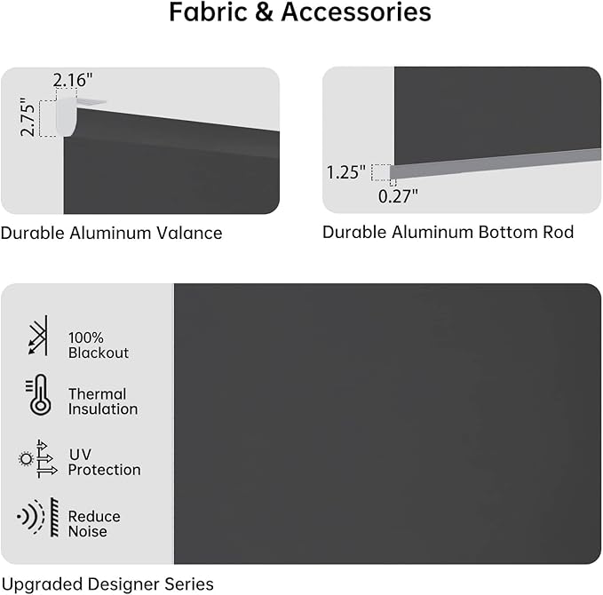 Motorized Coupled Shades, Blackout Smart Blinds for Large Windows Automatic Blinds Compatible with Alexa, Motorized Roller Shades Customized for Bedroom Home Office(Blackout-Fabric Dark Grey)