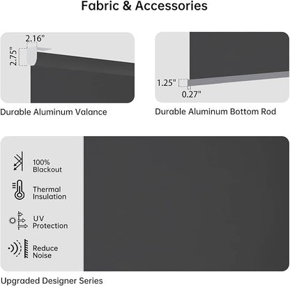 Motorized Coupled Shades, Blackout Smart Blinds for Large Windows Automatic Blinds Compatible with Alexa, Motorized Roller Shades Customized for Bedroom Home Office(Blackout-Fabric Dark Grey)