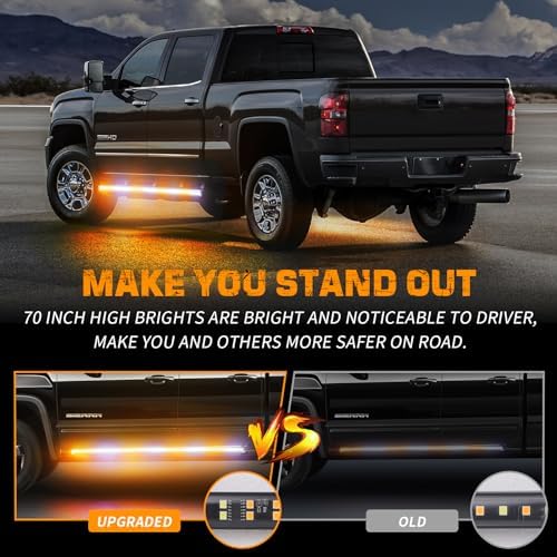 XRIDONSEN 2PCS 70 inch Running Board Strobe Lights 864 LED Emergency Lights