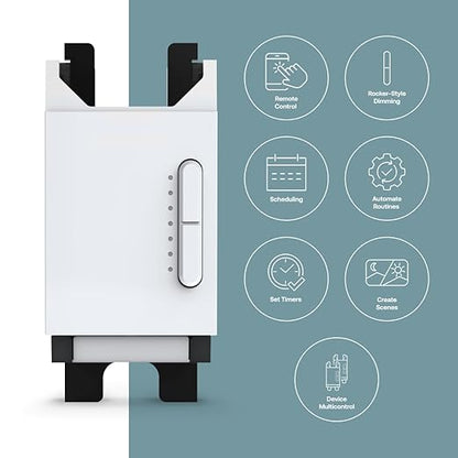 Remote Smart Dimmer by Deako, 3-Way, 4-Way, Multi-Way, Rocker-Style Dimming, 2.4 GHz Wi-Fi, Remote App, Voice Control w/Alexa, Google Home, Neutral Wire and Master Smart Dimmer Required, White