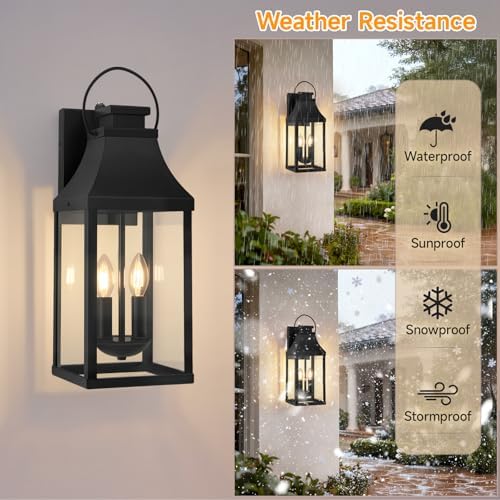 Dusk to Dawn Exterior Lighting Fixtures, Black Sensor Outdoor Porch Lights