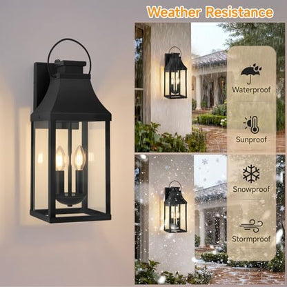 Dusk to Dawn Exterior Lighting Fixtures, Black Sensor Outdoor Porch Lights