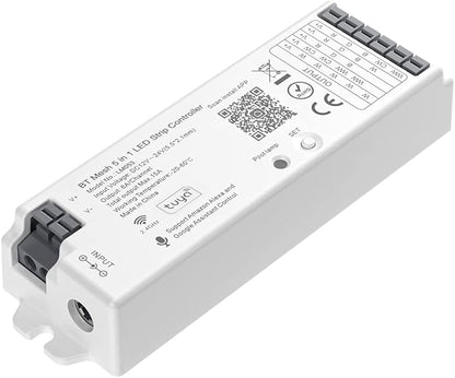 BTF-LIGHTING 5in1 LM053 Tuya Bluetooth Mesh Controller SmartLife TuyaSmart APP Control for Dimming CCT RGB RGBW RGBCCT LED Work with WR01RF WR02RF RC02RFB RC03RFB etc RF Remote DC12V DC24V Max 15A
