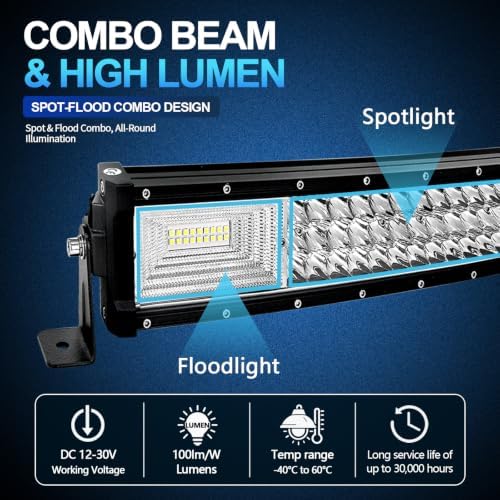 Willpower 32 Inch Curved LED Light Bar 405W Offroad Driving Light