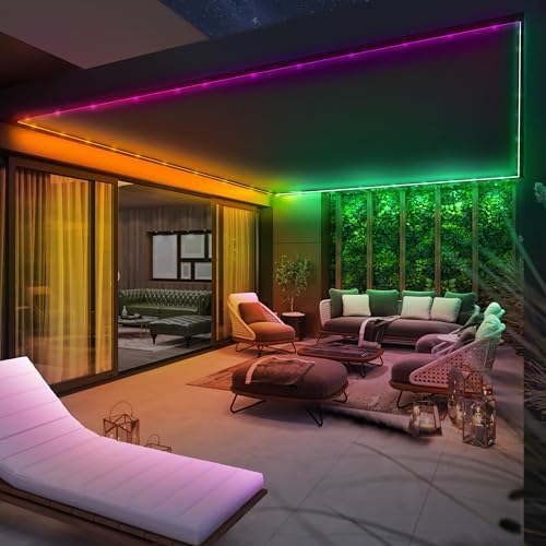 Feit Electric 10ft Chasing & Tunable White LED Tape Light, Dimmable, RGB Colors, Cut-to-Fit, Linkable up to 40ft, Slim 0.4in Width, Indoor/Outdoor Plug-In Light Strip, Remote Controlled, TAPE120/CHASE