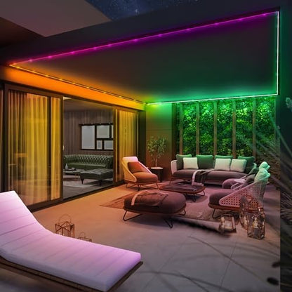 Feit Electric 10ft Chasing & Tunable White LED Tape Light, Dimmable, RGB Colors, Cut-to-Fit, Linkable up to 40ft, Slim 0.4in Width, Indoor/Outdoor Plug-In Light Strip, Remote Controlled, TAPE120/CHASE
