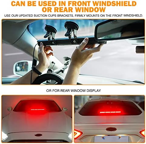 Xprite 16 inch Red Emergency Strobe Dash Lights, Interior Windshield Flashing Light w/Suction Cups for Construction Towing Snow Plow Pickup Work Trucks Cars (Aluminum Housing)