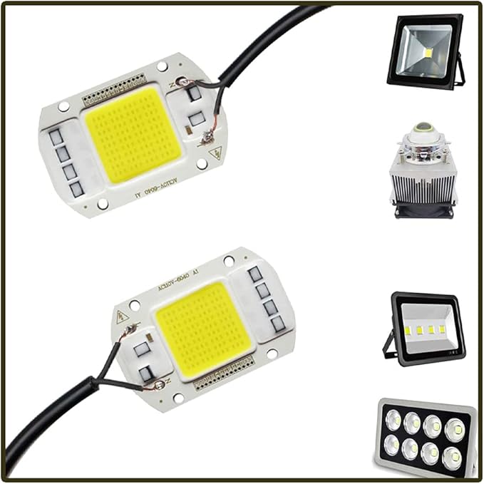 SaiDian 2Pcs LED Chip Light COB Chip 50W AC 110V Driverless High Power Positive White Light Engine Integrated Smart IC Driver