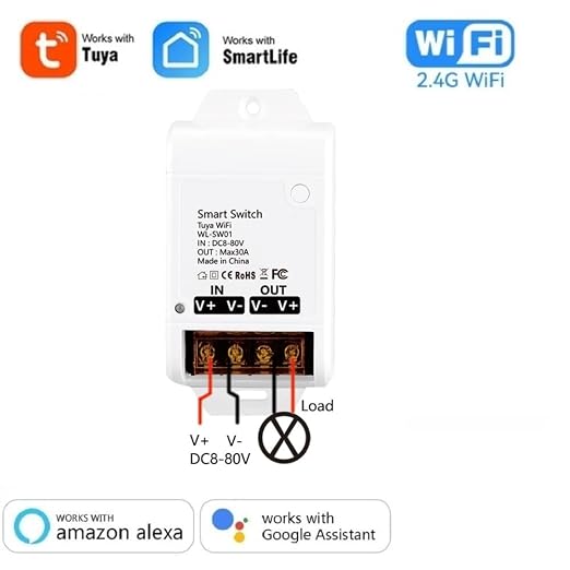 DC 8-80V 30A Tuya App WiFi Remote Smart Switch