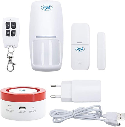 PNI Safe House PG600, Home Security System, Connection, Burglar, Wireless Alarm, Smart Alert Through TUYA iOS/Android Application, Compatible with Alexa and Google Assistant