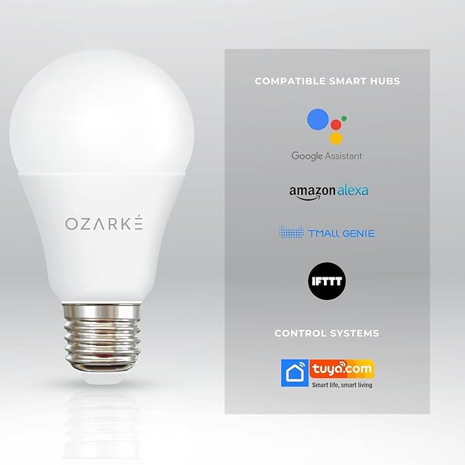 Ozarke Smart LED Bulb Smart Light Bulbs Alexa Compatible, Google Assistant, Color Changing Controlled Light Bulb 2700K-6500K RGB Dimmable (Bluetooth, 1, Count)