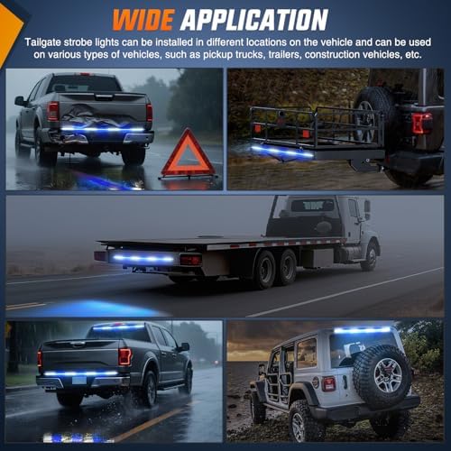 Nilight 60 Inch 360 LED Tailgate Strobe Light Strip Blue White