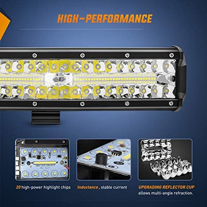 Nilight ZH411-A 12 Inch 300W Triple Row Flood Spot Combo 30000LM Led Off Road Lights for Trucks with 16AWG Wiring Harness Kit,2 Years Warranty,12Inch Light Bar (Pack of 12)