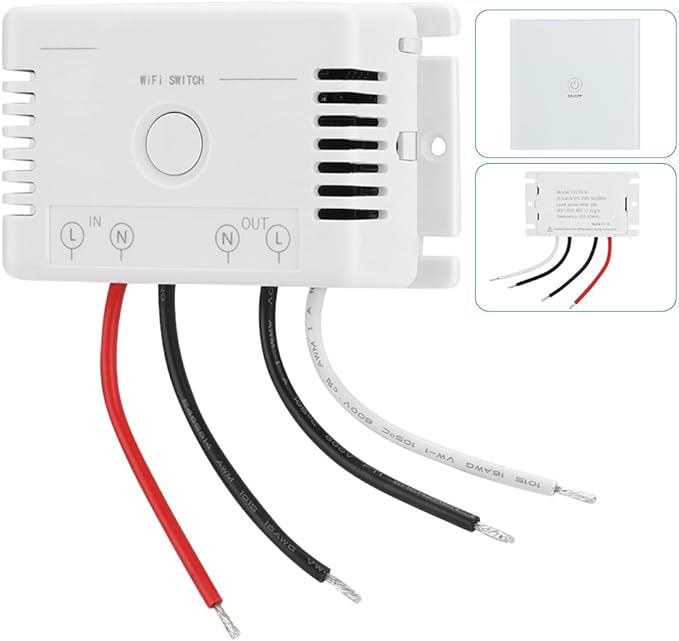 KANASI AC90 250V Voice Control WiFi Smart Switch, Tuya Compatible Timer Relay for Home Automation