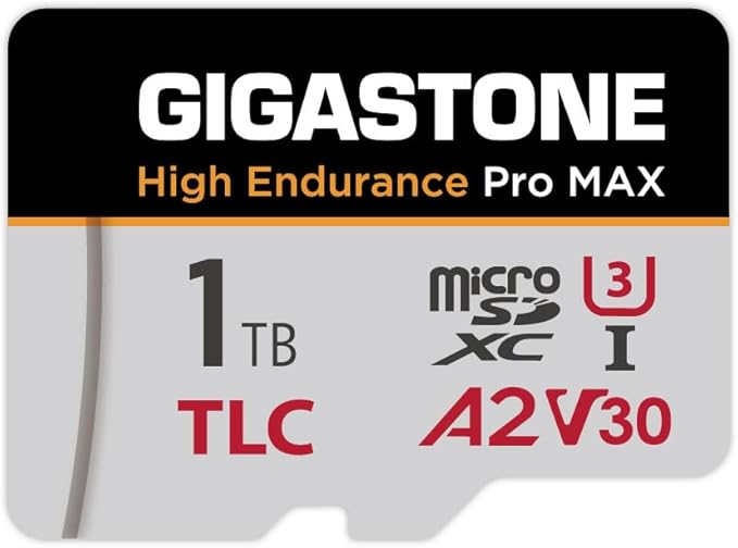 [5-Yrs Free Data Recovery] GIGASTONE 1TB Micro SD Card, TLC High Endurance Pro MAX, Speed Up to 180MB/s, Compatible with REDTIGER Rove VIOFO VANTRUE PRUVEEO Dash Cam, MicroSDXC UHS-I A2 V30 U3
