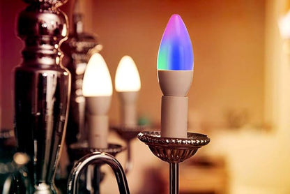 Chandelier Light Bulbs,Smart Candelabra Led Light Bulb E12 Decorative White & Color Ambiance Dimmable Chandelier Frosted Candle Lighting Lamp 120v Small Lightbulbs,2 Pack