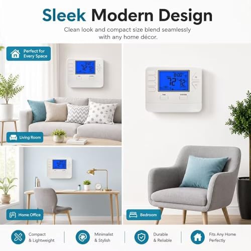 Smart WiFi Thermostat for Home with App Remote Control, Advanced Programmable Regulator for Ultimate Comfort, Supporting 7-Day, 5-1-1 Day, or Non-Programmable Modes.