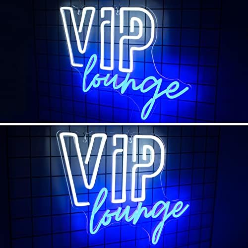 Horseneon VIP Lounge Neon Signs for Wall Decor, VIP Neon Lights Signs for Room Decor, Led Light Up Sign with USB Powered for Bar, Hotel, Cafe, VIP Room, Home Decoration (Blue&White)