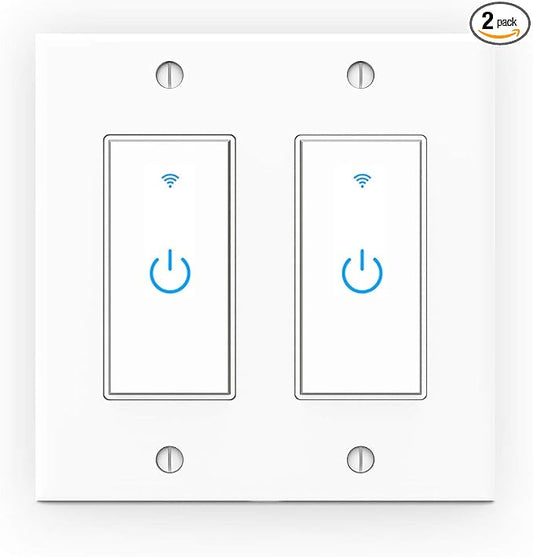 WiFi Light Switch Smart Switch 2 Gang Compatible with Alexa Google Assistant