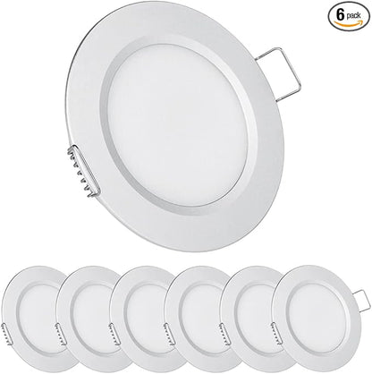 acegoo RV 2.75" Recessed LED Ceiling Light 12V Ultra-Thin Puck Light, Dimmable RV Lights Interior for Camper Van Truck Motorhome Boat Sailboat Roof Under Cabinet Lighting, 6 Pack (Silver,Warm White)
