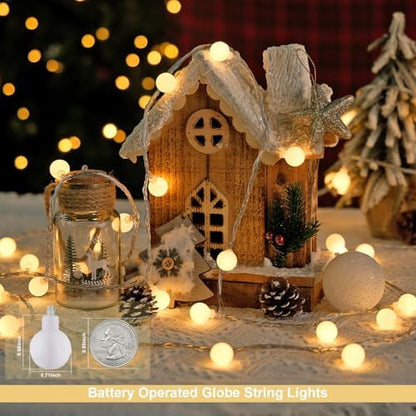 JMEXSUSS Warm White 100 LED Globe Battery Operated Christmas Lights Indoor