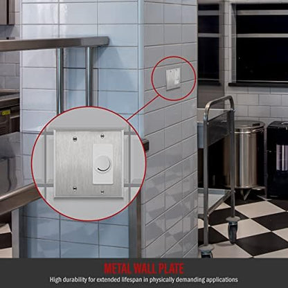 ENERLITES Combination Blank Device or Decorator Switch Metal Wall Plate, Corrosive Resistant, Size 2-Gang 4.50" x 4.57", 770131, 430 Stainless Steel, UL Listed, Silver (Pack of 2)