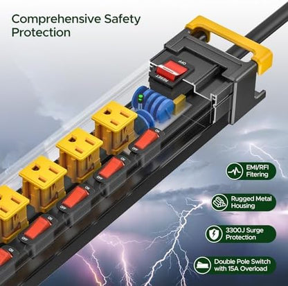 8 Outlet Heavy Duty Surge Protector Power Strip