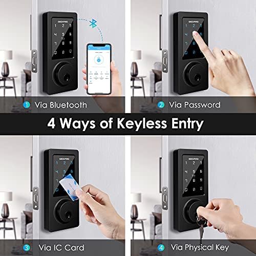 Keyless Entry Door Lock, Smart Door Lock with Keypad, Black